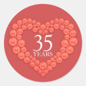 35 jaar Coral Anniversary Heart sticker (Voorkant)