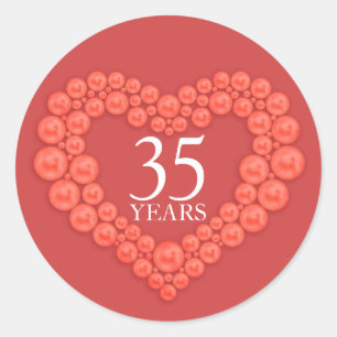 35 jaar Coral Anniversary Heart sticker