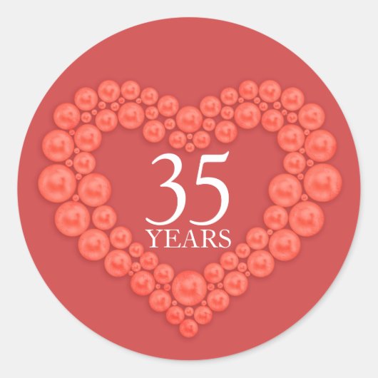 35 jaar Coral Anniversary Heart sticker (Voorkant)