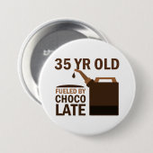 35 jaar oud met chocolade ronde button 7,6 cm (Voorkant /achterkant)