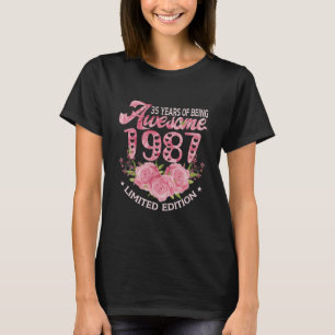 35 jaar oud roze  cadeau 1987 dag 35th Birth T-shirt