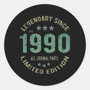 35 jaar oude Bday 1990 Legend 35ste verjaardag cad Ronde Sticker