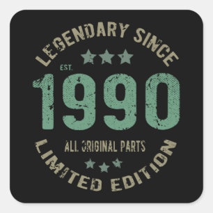 35 jaar oude Bday 1990 Legend 35ste verjaardag cad Vierkante Sticker