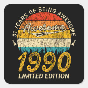 35 jaar oude Bday 1990 Legend 35ste verjaardag cad Vierkante Sticker