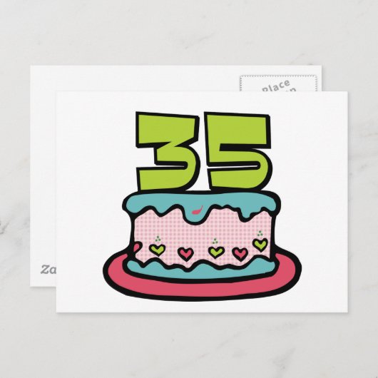 35 jaar oude Birthday Cake Briefkaart (Voorkant / Achterkant)