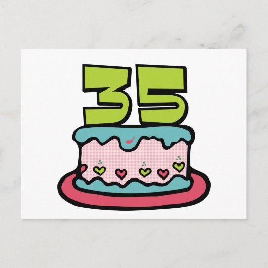 35 jaar oude Birthday Cake Briefkaart (Voorkant)