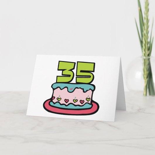 35 jaar oude Birthday Cake Kaart (Voorkant)