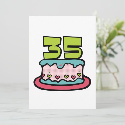 35 jaar oude Birthday Cake Kaart (Staand voorkant)