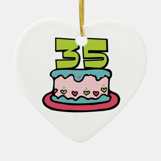 35 jaar oude Birthday Cake Keramisch Ornament (Voorkant)