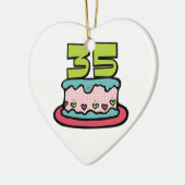 35 jaar oude Birthday Cake Keramisch Ornament (Links)
