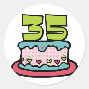 35 jaar oude Birthday Cake Ronde Sticker
