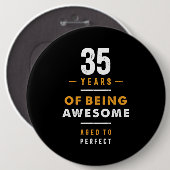 35 jaar oude bruistocht ronde button 6,0 cm (Voorkant /achterkant)