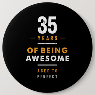 35 jaar oude bruistocht ronde button 6,0 cm