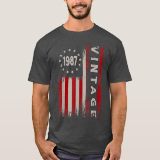 35 jaar oude geschenken  1987 Amerikaanse vlag 35t T-shirt