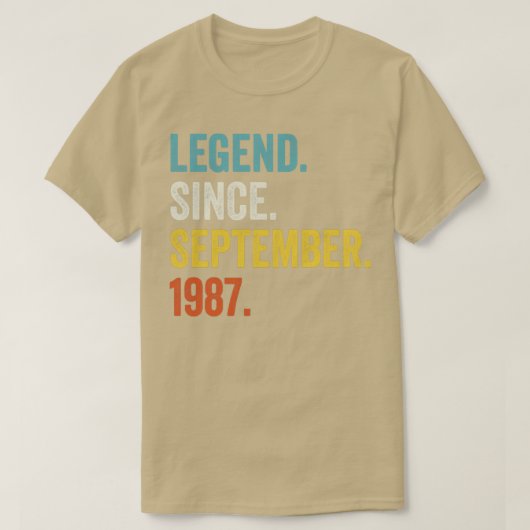 35 jaar oude leggende sinds september 1987 35e geb t-shirt (Design voorkant)