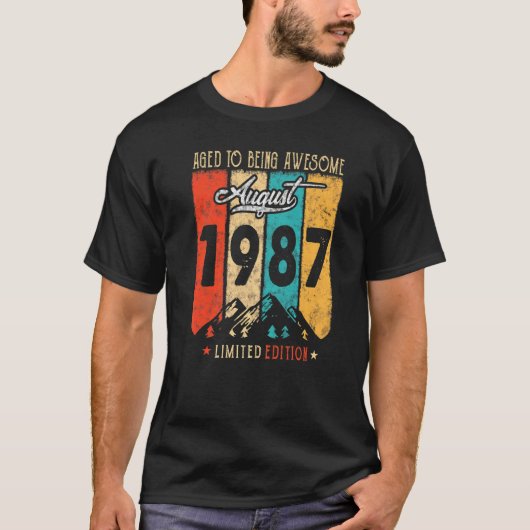 35 jaar oude Retro augustus 1987 35th Birthd T-shirt (Voorkant)