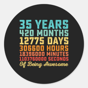 35 Jaar Oude Verjaardagsquote Funny 35e Verjaardag Ronde Sticker