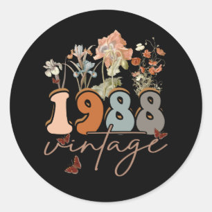 35 jaar oude Vintage 1988 35e T-shirt op de geboor Ronde Sticker