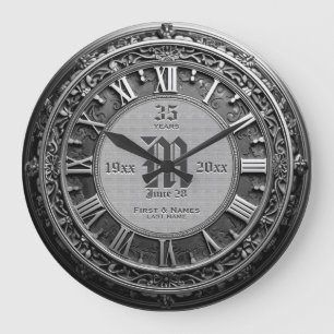 35 Jaar  Silver Look Bruiloft Jubileum Grote Klok