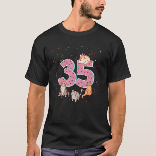 35 jaar thuisdag kattenvoer 35e geboortedag crème t-shirt (Voorkant)