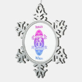 35 jaar traditioneel koraal 235e verjaardag tin sneeuwvlok ornament (Rechts)