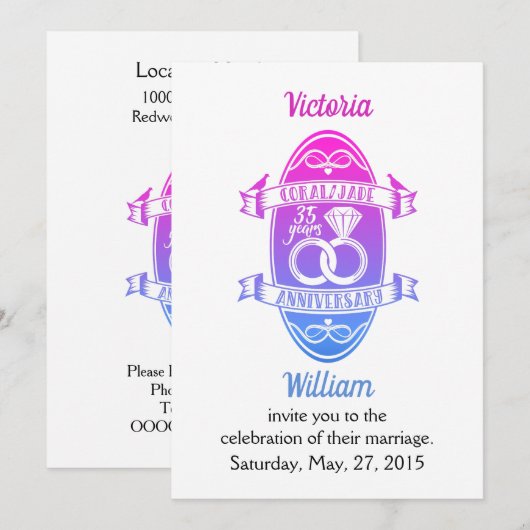 35 Jaar traditioneel koraal Jade 235e jubileum Kaart (Voorkant / Achterkant)