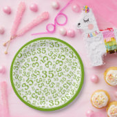 35 Jaar Willekeurig Getal Patroon Groen/Wit Papieren Bordje (Feest)