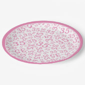 35 jaar Willekeurig Getal Patroon Roze/Wit Papieren Bordje (Gekanteld)