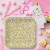 35 Jaar Willekeurig Getal Patroon Wit/Goud Papieren Bordje (Feest)