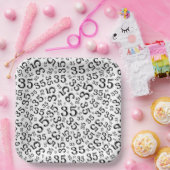 35 jaar Willekeurig Getal Patroon Zwart/Wit Papieren Bordje (Feest)