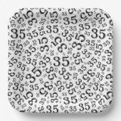 35 jaar Willekeurig Getal Patroon Zwart/Wit Papieren Bordje (Voorkant)