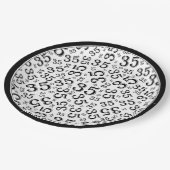 35 jaar Willekeurig Getal Patroon Zwart/Wit Papieren Bordje (Gekanteld)