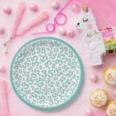 35 jaar Willekeurig getallenpatroon Blauwgroen/Wit Papieren Bordje (Feest)