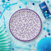 35 jaar Willekeurig getallenpatroon Paarse/witte Papieren Bordje (Feest)