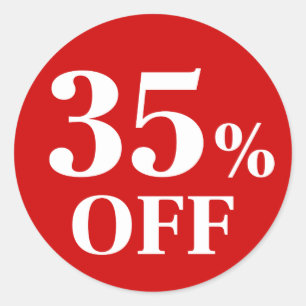 35% KORTING Rood Achtergrond Klassieke Ronde Stick Sticker