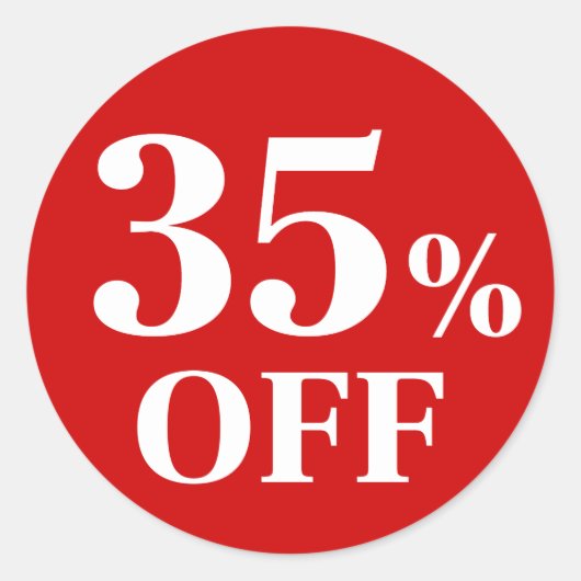 35% KORTING Rood Achtergrond Klassieke Ronde Stick Sticker (Voorkant)