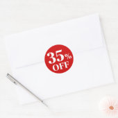 35% KORTING Rood Achtergrond Klassieke Ronde Stick Sticker (Envelop)