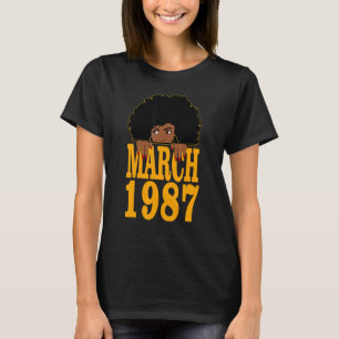35 maart 1987 35e verjaardag 35 jaar oude zwarte v t-shirt