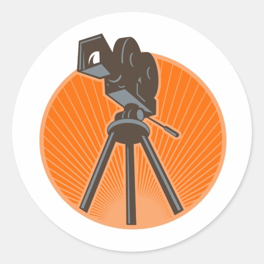 35 mm camera-retrocessie voor Afbeelding voor bew Ronde Sticker (Voorkant)