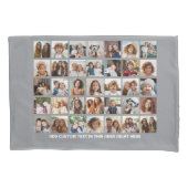 35 Photo Collage Grid - 1 Tekstvak - grijs wit Kussensloop (Voorkant)
