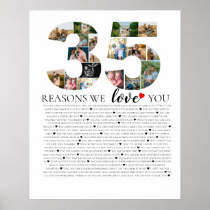 35 redenen waarom we van je houden verjaardag jubi poster