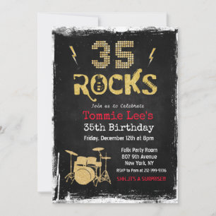 35 Rocks Rock Star Verjaardagsuitnodiging Kaart