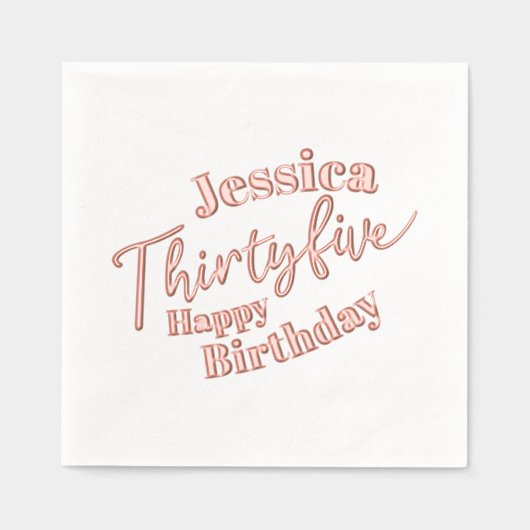 35 script 35e verjaardag custom roos goud folie servetten (Voorkant)