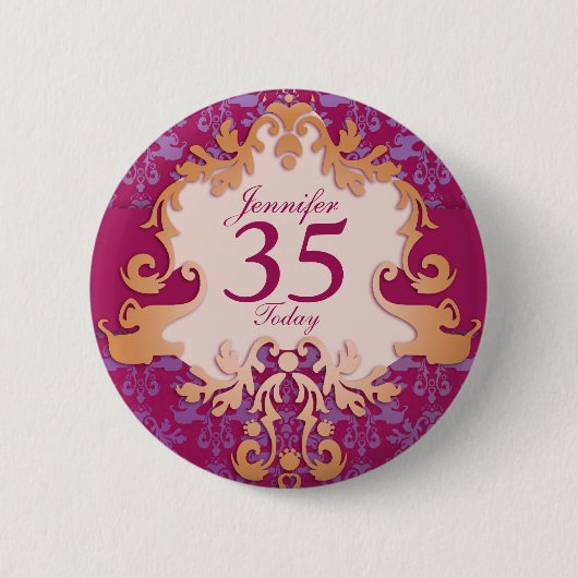 "35 Today" leeftijdsnaam demask elephant button/ba Ronde Button 5,7 Cm (Voorkant)