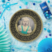 35 Uw foto Willekeurige nummerpatroon Zwart/Goud Papieren Bordje (Feest)