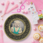 35 Uw foto Willekeurige nummerpatroon Zwart/Goud Papieren Bordje (Feest)