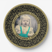 35 Uw foto Willekeurige nummerpatroon Zwart/Goud Papieren Bordje (Voorkant)