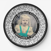 35 Uw foto Willekeurige nummerpatroon zwart/wit Papieren Bordje (Voorkant)