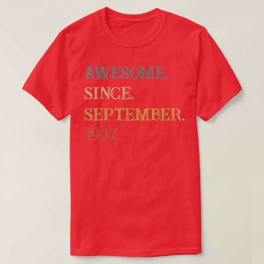 35 Years Old Funny Awesome Since September 1987 35 T-shirt (Design voorkant)