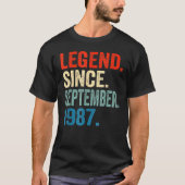 35 Years Old  Legend Since September 1987 35th Bir T-shirt (Voorkant)